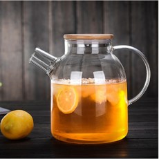玻璃茶壺 竹蓋 家用泡茶壺, 包鋼竹蓋1800ML, 1套, 1800ml