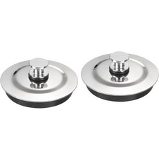 메카닉시티 52mm I.D. 싱크 배수 커버 주방 욕실 욕조용 손잡이가 있는 스테인리스 스틸 씰 플러그 물 스토퍼 2팩 실버 톤 블랙입 부분 53-54mm 장착