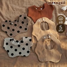 몽실이 모노 6겹 순면 턱받이 유아 아동 무형광 아기 침받이 이유식턱받이