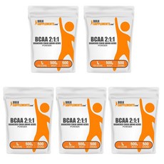 Bulk Supplements 벌크서플먼츠 BCAA 2:1:1 아미노산 파우더 500g, 5개