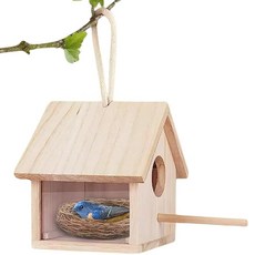 JUSTVEL 새장 새의 둥지 둥지 상자 새장 옥외 아크릴 들새와의 만남 버드 하우스 천연 목재 들새 관찰 매달아 나무, 1개, 상세페이지 참조