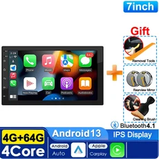 유니버설 7/9/10인치 64G 안드로이드 13 카 라디오 2딘 GPS 블루투스 중앙 멀티미디어 스마트 시스템, 08 7-4G 64G CarPlay