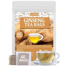 프리미엄 인삼 티백 60개 순수 100% 천연 야생 뿌리로 제작 에너지 및 인공 향료 없음 카페인 프리. 177277, 프리미엄 인삼 티백 60개, 순수 100% 천연 야생, 100ml