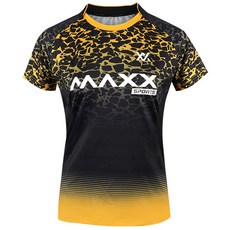 맥스스포츠 티셔츠 배드민턴 반팔 상의 블랙 옐로우 MXST018YEW 여성 배드민턴복