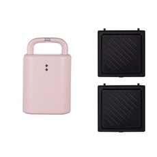 二合一三明治華夫餅機 熱壓吐司機 烤吐司機 早餐機 雙面烤 可拆卸易清洗 台灣出貨, 粉红色 三明治盘