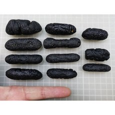 RIZALITE Tektite 長條型菲律賓黑隕石11顆套組，能量礦石擺件，改善居家磁場，提升生活品質, Black