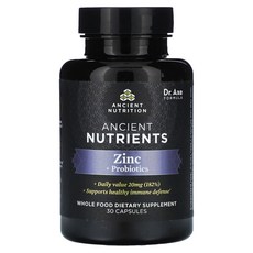 Ancient Nutrition 아연 + 프로바이오틱스 30 캡슐, Ancient Nutrition 아연 + 프로바이오틱, 30정, 1개