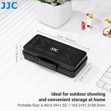 JJC 다기능 카메라 배터리 메모리 카드 보관 케이스 SD CFexpress 타입 XQD LP E6 거치대 박스, 검정색