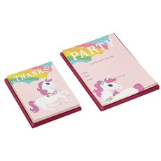 Hallmark Rainbow Unicorn 초대장 및 감사 카드 세트 (초대장 10개와 노트 10개 포함) 198942, 레인보우 유니콘