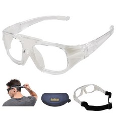 수그리 스포츠 고글 안경 스쿼시 및 라켓볼 고글 농구 안경 조절 가능 스트랩 저항 충격, 8043 Clear Frame White Pad, 1개, 8043 투명 프레임 화이트 패드