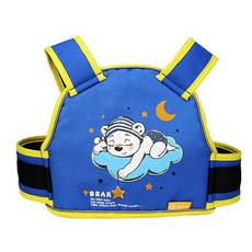 兒童機車安全帶 圖案款】前後兩用 反光 透氣 摩托車後座安全帶 後座背帶 兒童機車背帶 騎車安全帶 長度可調, 藍色小熊