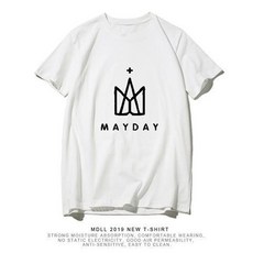 五月天 演唱會同款 T恤 純棉 潮牌 短袖 上衣, 白色圖案,XXL, 1個