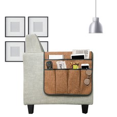 리모컨 정리함 거치대 및 팔걸이 보관함 수납을 캐디 갈색 암체어 주머니 물, 색아나콘다