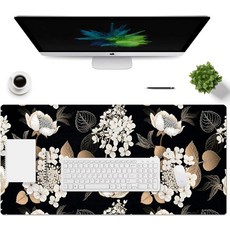 대형 마우스 패드 데스크톱용 책상 매트 양면 PU 가죽 방수 게이밍 마우스패드 프로텍터 필기 패드 액세서리 사무실 및 가정용 (A-핑크 마블 89.9 x 49.8cm(35, C-블랙 골드 플라워, 31.5''X15.8''