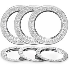 ZENFUN 6팩 12 스테인리스 충전판 꽃무늬가 있는 둥근 금속판 가정용 대형 서빙 캠핑판 연회 파티 레스토랑