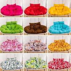 라탄 그네의자 쿠션 포함 둥지 코어 2인용 패드 해먹 싱글 바람개비 방석+베개, 싱글 블루 방석+베개