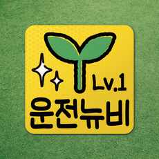 왕 초보 운전 반사 자석 스티커 탈부착 차량 면허 연수 노랑 마그네틱 마그넷 자동차, 1개, 노랑-미니 새싹(운전뉴비) 1개, 노랑-미니 새싹(운전뉴비)