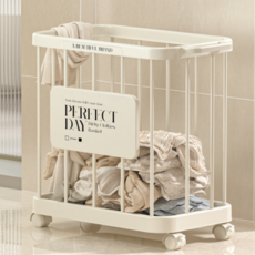 어썸H 빨래바구니 이동식 철제 빨래바구니 인형 정리함, 어썸H 크림 바구니