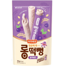 아이배냇 유아용 롱떡뻥, 4개, 30g, 블루베리맛