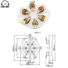 호환 6pin U6A 튜브 소켓 세라믹 밸브베이스 전원 램프 잭 RK34 VT57 2A5 6C6 1265 섀시 하단 마운트 DIY H, 01 GZC6-1-G