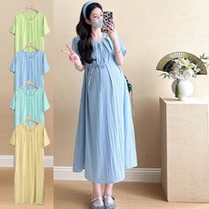 여성 빅사이즈 플리츠 원피스 1p 임부복 반팔 치마 봄원피스 여름원피스 여자롱원피스