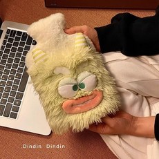 冬季必備註水式熱水袋 安全保暖 2024新款可愛毛絨熱水袋 防爆大號灌水式暖手寶可插手, 綠色1000ml