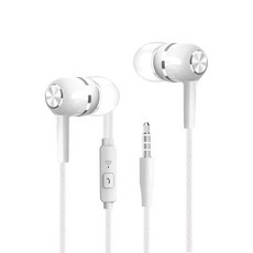宅購趣 線控入耳式耳機 3.5mm 帶麥克風 安卓電腦通用, 白色, HSF-E028 WHITE
