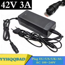 리튬 이온 배터리 스쿠터용 전기 자전거 충전기 GX16 3 핀 커넥터 42V 3A 36V 37V, 없음, 4) UK plug