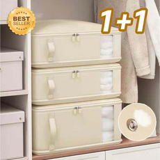 오웨테 프리미엄 숨쉬는 초대형 이불 압축 파우치, 라이트베이지, 2개