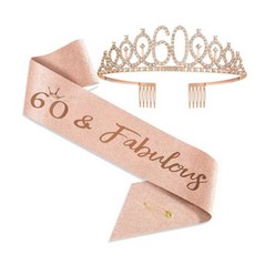 60세 생일 왕관 새시 세트 파티 액세서리, 1세트, 핑크