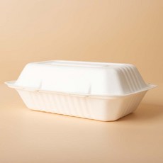 직사각1칸 도시락 펄프용기 P96 일체형 도시락 포장 박스, 1세트, 10개