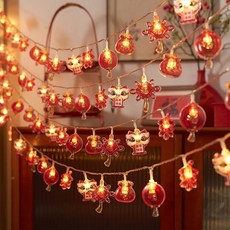 過年裝飾燈 過年裝飾 過年燈飾 春節燈飾 新年燈串 新年裝飾2025春節過年氣氛福字燈籠小彩燈閃燈串燈氛圍燈, 1個, 小燈籠,電池款-6米-40燈