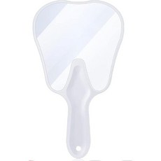 라 미에르 치아 모양 거울 손잡이 달린 휴대용 치과 가볍고 부드러움 분홍색 3098910, 오목 손잡이, 화이트