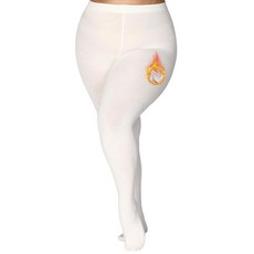 VivaCurve 플러스 사이즈 플리스 안감 타이츠 여성용 불투명 따뜻한 보온 스타킹 두꺼운 팬티 겨울 화이트.