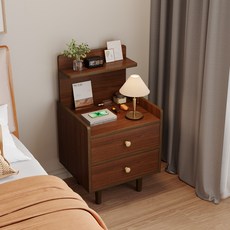 머릿장 침대머릿장 원목 침대 협탁 침실 거실 쇼파 2단 서랍장, 1개, 브라운