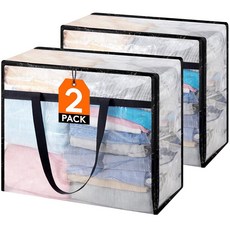 라이프윗 6팩 투명 담요 보관 가방 지퍼가 달린 접이식 비닐 의류 정리함 옷장 정리 용기 이불용 이동 40L, 2