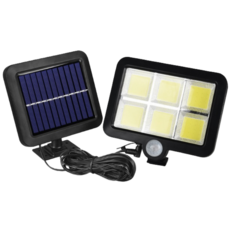 太陽能120COB人體感應燈 紅外線戶外照明 三種模式 IP65防水 白光 一年保固, 1件, (有按鍵)六格120COB太陽能燈