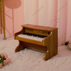 台灣出貨 兒童玩具鋼琴迷你木質25鍵男女孩寶寶週嵗禮物嬰幼兒禮物, 胡桃木色 烤漆款 純彈奏, 1個