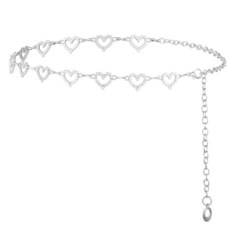 Larrel 허리 체인 바지 체인 하트 멀티 레이어 벨트 여성용 패션 라인스톤 실버 및 골드 메탈 액세서리 플라워 걸 드레스 청바지 129259