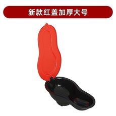 加厚防臭裝修臨時一次性簡易馬桶 蹲便器 工地施工蹲坑 塑料馬桶, 1個, 新款帶蓋（加厚大號）黑底紅蓋