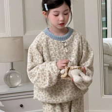 파스텔플라워극세사잠옷 키즈 여아 겨울 파자마 보들 러블리 리본 상하세트