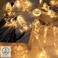 【萩凹豆】太空人燈條, 1件, 3公尺, 20顆燈太空人燈條,電池款