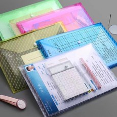 CLEAR HOLDERS 斜紋按扣文件袋, 1個, 加厚/斜紋紅色,10個