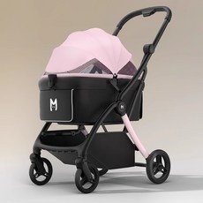 輕便折疊寵物推車 一鍵自動收納外出超方便, 1個, M7-粉色:貓狗寵物推車(承重30斤)