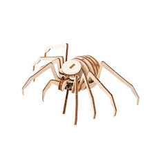 3D立體木質動物系列拼圖 兒童益智早教DIY拼裝玩具, 蜘蛛, 1個