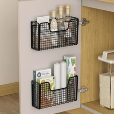 도도비 무타공 싱크대 하부장 도어 틈새 수납 정리함, 블랙, 1개