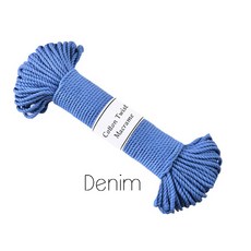 소분 4.0mm 코튼 순면 마크라메 컬러 꼰사 재료 공예 칼라 꼰사 트위스트 로프, 1개, DENIM #27
