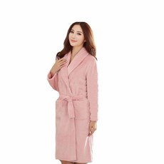 法蘭絨頂級加厚款睡袍 - 淺粉紅 浴袍浴衣 秋冬款超柔軟珊瑚絨 保暖睡衣 家居服