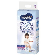 滿意寶寶 moony 女童用 棉花糖膚觸 防漏安心 加大尺寸 褲型 38片裝, 1個