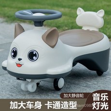 台灣熱銷新款兒童扭扭車1到4歲搖擺車靜音輪防側翻滑行車, 摩卡棕+音樂燈光+黑色塑料輪,麋鹿款+儲物筐+大禮包, 1個